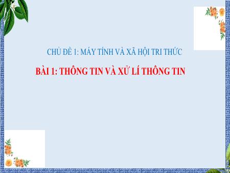Bài giảng Tin học 10 (Kết nối tri thức) - Chủ đề 1: Máy tính và xã hội tri thức - Bài 1: Thông tin và xử lí thông tin