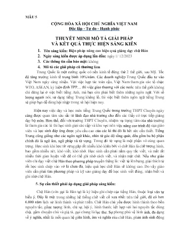 Biện pháp nâng cao hiệu quả giảng dạy chữ Hán