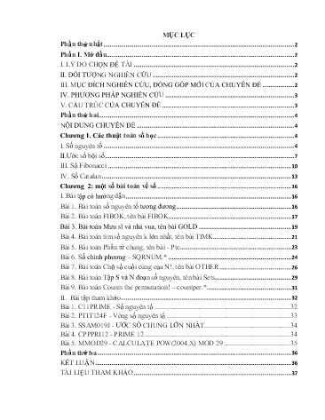 Chuyên đề Một số bài toán về số