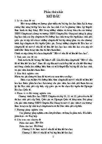 Chuyên đề Một số vấn đề về liên kết hóa học