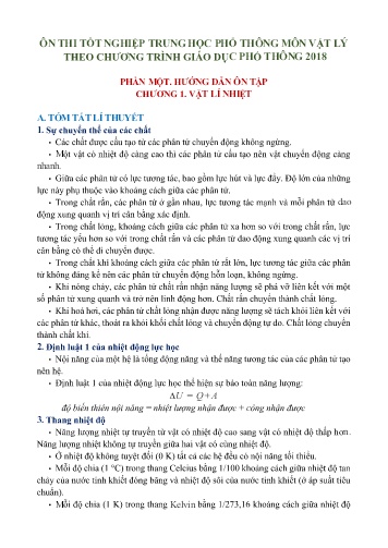 Đề cương ôn thi tốt nghiệp THPT môn Vật lí theo chương trình giáo dục phổ thông 2018
