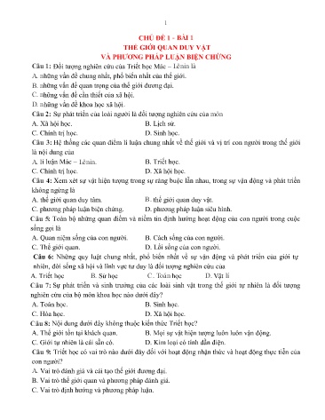 Đề cương trắc nghiệm GDKT&PL 10