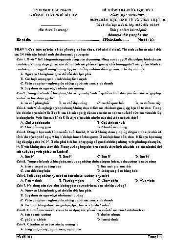 Đề kiểm tra giữa học kì I Giáo dục KT&PL 10 - Mã đề 102 - Năm học 2024-2025 - Trường THPT Ngô Sĩ Liên (Có đáp án + Ma trận)