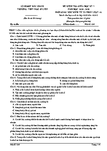 Đề kiểm tra giữa học kì I Giáo dục KT&PL 10 - Mã đề 104 - Năm học 2024-2025 - Trường THPT Ngô Sĩ Liên (Có đáp án + Ma trận)