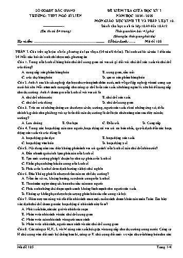 Đề kiểm tra giữa học kì I Giáo dục KT&PL 10 - Mã đề 105 - Năm học 2024-2025 - Trường THPT Ngô Sĩ Liên (Có đáp án + Ma trận)