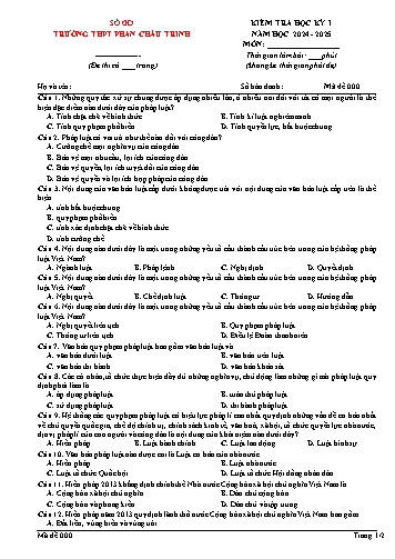 Đề kiểm tra giữa học kì II GDKT&PL 10 - Năm học 2024-2025 - Trường THPT Bố Hạ (Có đáp án + Ma trận)