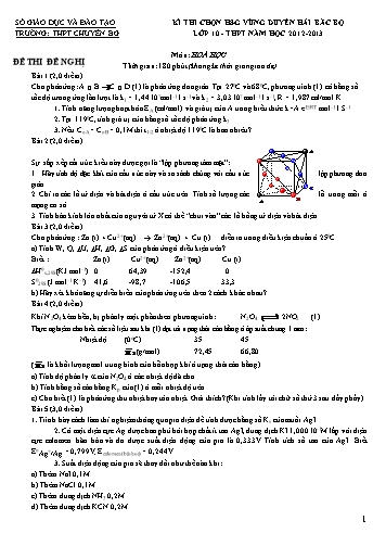 Đề thi HSG vùng Duyên hải Bắc Bộ Hóa học 10 - Năm học 2012-2013 - Trường THPT Chuyên Bắc Giang (Có đáp án)