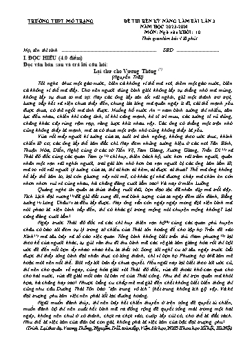 Đề thi rèn kĩ năng làm bài Ngữ văn 10 - Lần 3 - Năm học 2023-2024 - Trường THPT Mỏ Trạng