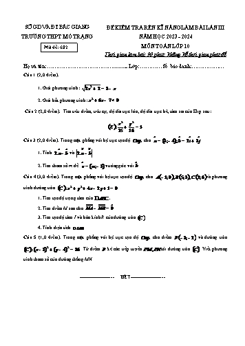 Đề thi rèn kĩ năng làm bài Toán 10 (Lần 3) - Mã đề 682 - Năm học 2023-2024 - Trường THPT Mỏ Trạng (Có đáp án)