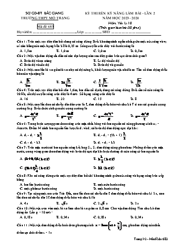 Đề thi rèn kĩ năng làm bài Vật lí 10 (Lần 2) - Mã đề 683 - Năm học 2023-2024 - Trường THPT Mỏ Trạng (Có đáp án)