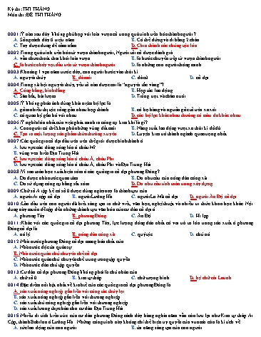 Đề thi tháng Lịch sử Lớp 10 (Có đáp án)