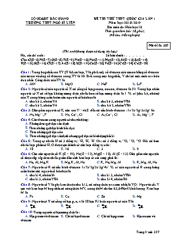 Đề thi thử THPT QG Hóa học 10 (Lần 1) - Mã đề 357 - Năm học 2018-2019 - Trường THPT Ngô Sĩ Liên (Có đáp án + Ma trận)