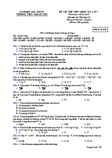 Đề thi thử THPT QG Hóa học 10 (Lần 1) - Mã đề 570 - Năm học 2018-2019 - Trường THPT Ngô Sĩ Liên (Có đáp án + Ma trận)