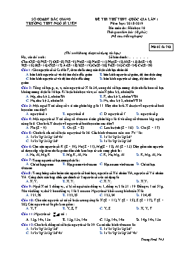 Đề thi thử THPT QG Hóa học 10 (Lần 1) - Mã đề 743 - Năm học 2018-2019 - Trường THPT Ngô Sĩ Liên (Có đáp án + Ma trận)
