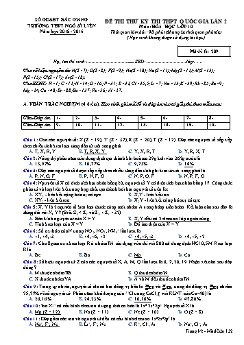 Đề thi thử THPT QG Hóa học 10 (Lần 2) - Mã đề 132 - Năm học 2015-2016 - Trường THPT Ngô Sĩ Liên (Có đáp án)