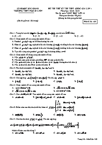 Đề thi thử THPT QG Toán 10 (Lần 1) - Mã đề 109 - Năm học 2018-2019 - Trường THPT Ngô Sĩ Liên (Có đáp án)