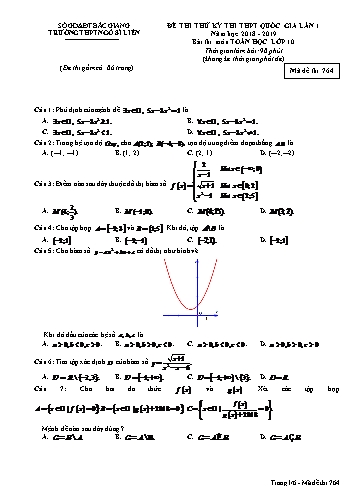 Đề thi thử THPT QG Toán 10 (Lần 1) - Mã đề 764 - Năm học 2018-2019 - Trường THPT Ngô Sĩ Liên (Có đáp án)