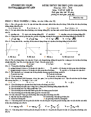 Đề thi thử THPT QG Vật lí 10 (Lần 1) - Mã đề 463 - Năm học 2015-2016 - Trường THPT Ngô Sĩ Liên (Có đáp án)