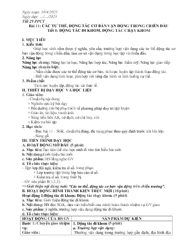 Giáo án GDQP&AN 10 (Kết nối tri thức) - Bài 11, Tiết 1: Động tác đi khom, động tác chạy khom - Năm học 2024-2025 - Nguyễn Thanh Hải