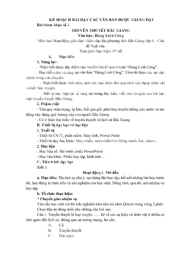 Giáo án Giáo dục địa phương 6 - Chủ đề: Ngữ văn
