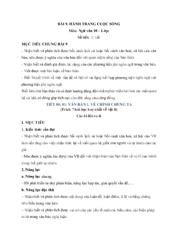 Giáo án Ngữ văn 10 (Kết nối tri thức) - Bài 9: Hành trang cuộc sống