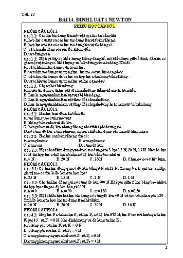 Giáo án Vật lí 10 (Kết nối tri thức) - Tiết 23, Bài 14: Định luật 1 Newton