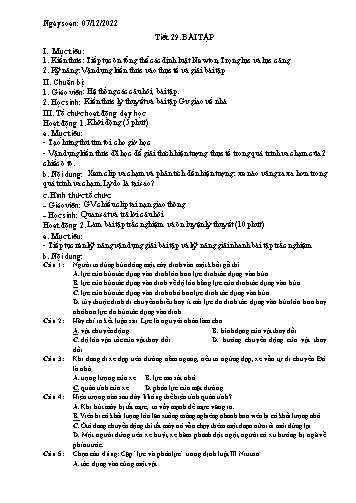 Giáo án Vật lí 10 (Kết nối tri thức) - Tiết 29: Luyện tập - Năm học 2022-2023