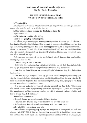 Hệ thống kiến thức và xây dựng bài tập đánh giá năng lực hóa học của học sinh theo hướng tiếp cận PISA phần Cơ sở hóa học lớp 10