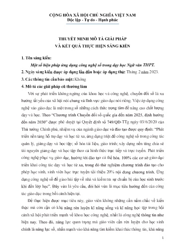 Một số biện pháp ứng dụng công nghệ số trong dạy học Ngữ văn THPT