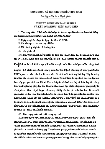 Phát triển khả năng tự học, tự nghiên cứu của học sinh thông qua bài toán hình học không gian tìm thể tích khối đa diện