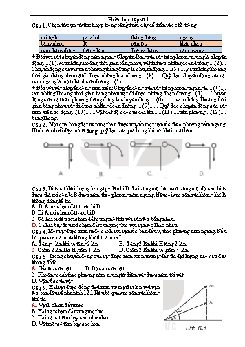 Phiếu bài tập môn Vật lí 10